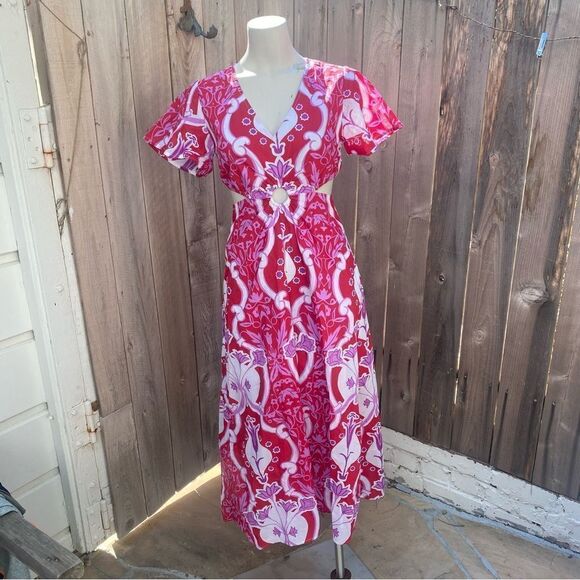 Beyond by Vera 1538 Giselle COMO ROUGE midi dress size XS - Picture 12 of 16